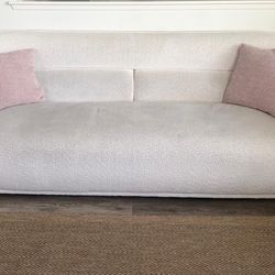 Modern Curved Bouclé Sofa Set – Cream Color (2 Sofas)