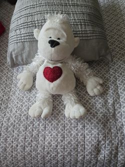 Plush White Gorilla With Red Hearth