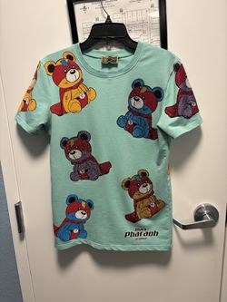 Black Pharaoh Light Green Bear Graphic Rhinestone Unisex T-Shirt Size S Mens