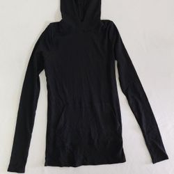 Women's Black Ribbed Hoodie Size XS