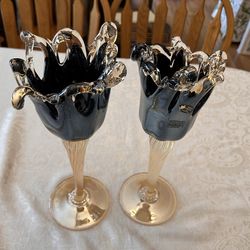 Crystal Glasses with stem.  A pair.