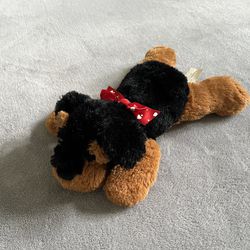 Puppy Dog Floppy Laying Down Plush Black & Brown 