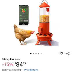 Automatic Chicken Feeder, Smart Chicken Coop Accessories, APP Smart Remote Control Chicken Feeders No Waste, Preset Feeder Schedule, 9 Chicken Feeder 