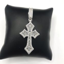 925 Sterling Silver 4.50CT MOISSANITE Cross men’s pendant 