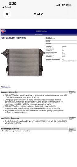 Ford - F-Series Super Duty Pickups V10 6.8 (2008-2016) Radiator