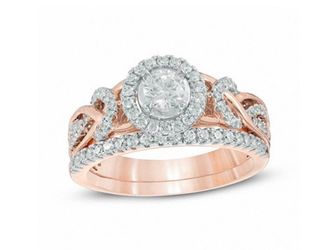 1 3/4 CT. T.W. Diamond Frame Braidal Set in 14K Two-Tone Gold