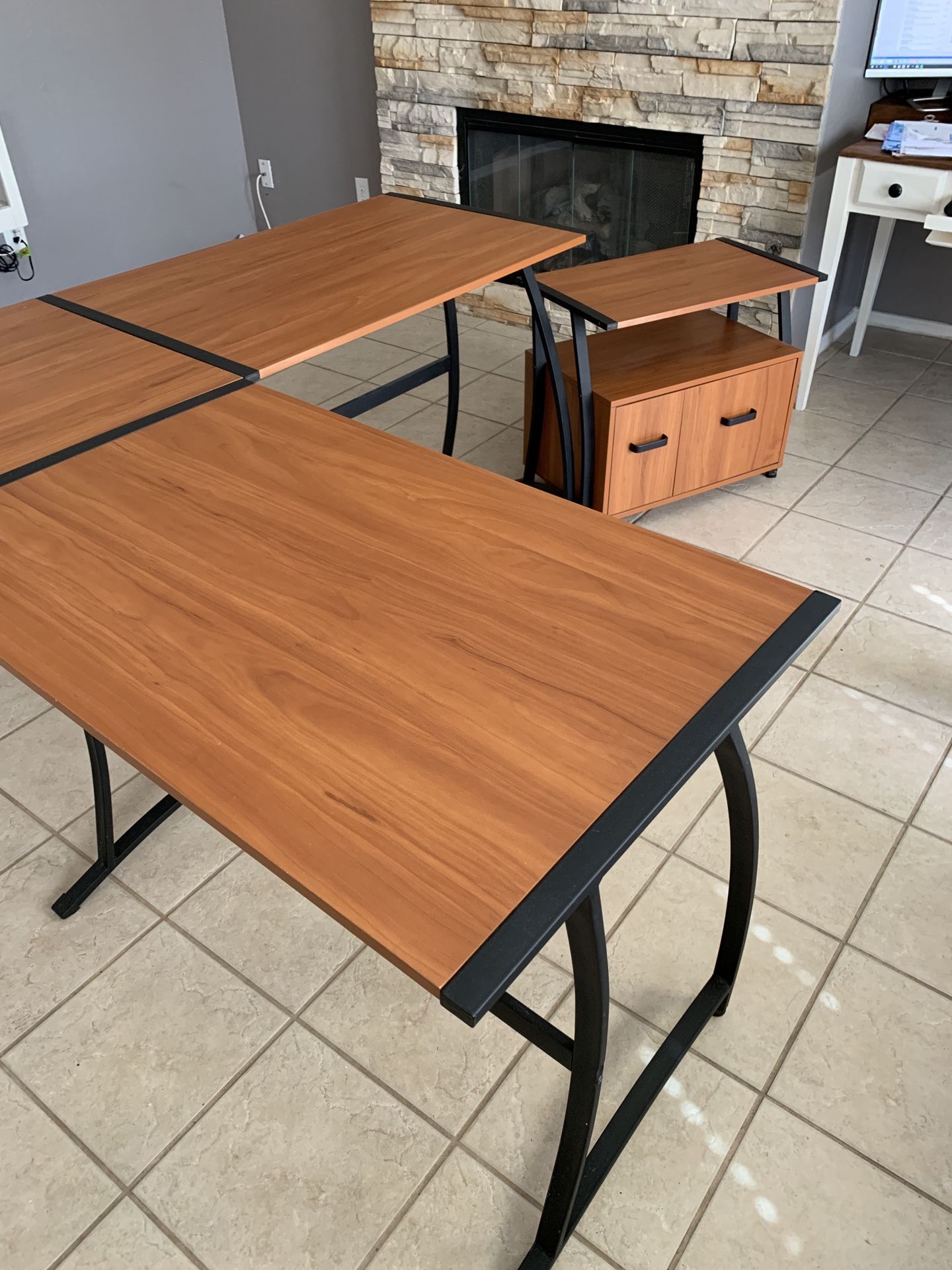 L Shaped Desk with Printer table