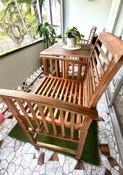 Outdoor Wood Bench and Table Set