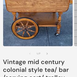 Vintage mid century colonial style tea/ bar /serving cart/ trolley