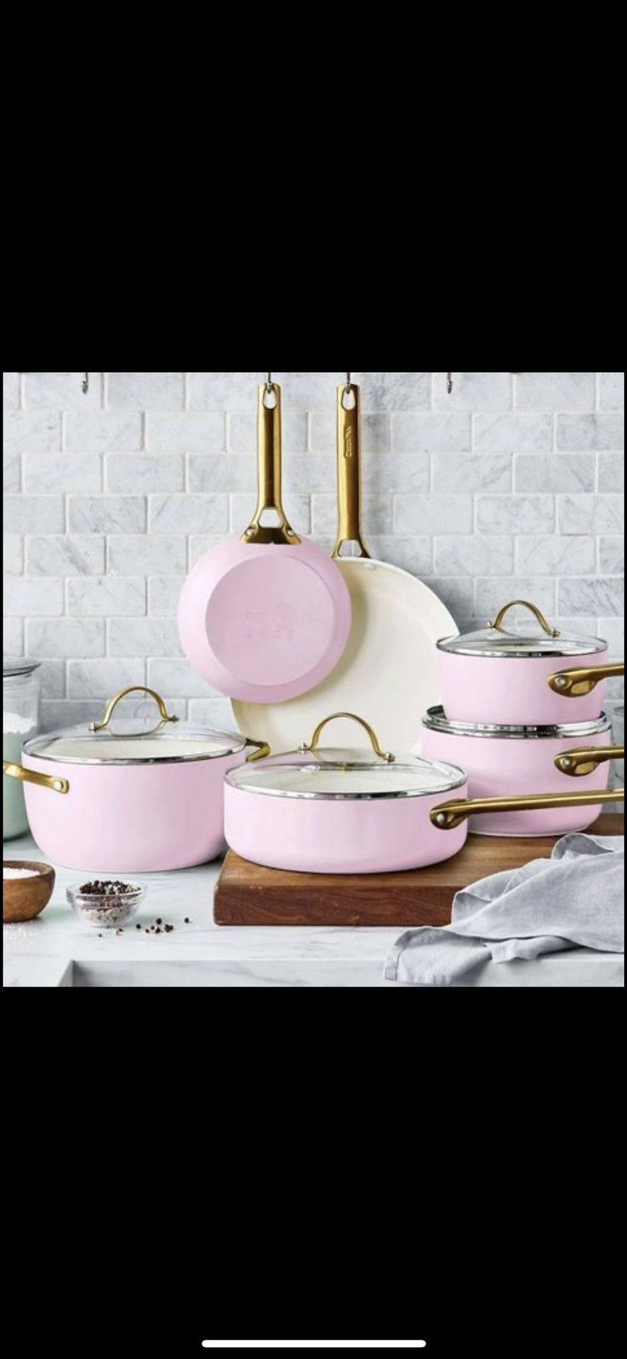 Brand New Greenpan Cookware Set 10 Pieces, Pink And Gold