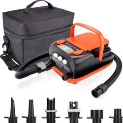 TUOMIC Electric Air Pump Digital 16PSI 12V Rechargeable SUP Electric Air Pump Compressor, Quick Air Inflator/Deflator, Portable Electric High Pressure