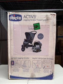 Open box Chicco Activ3 Jogging Stroller Travel System w/ KeyFit 30 Car Seat - Solar