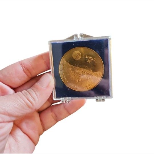 Vintage Gold Apollo XV Commemorative Coin in Case