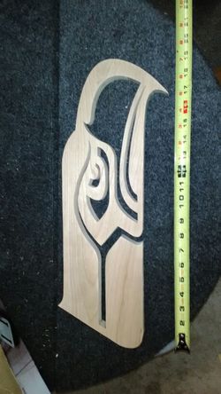 Custom cut Seahawks in beautiful 6\8 cherry wood
