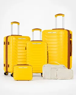 UUH 7 Piece Luggage Set Yellow Hardshell Suitcases