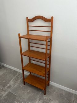Vintage-Style Wooden Folding 4-Tier Shelf / Baker’s Rack