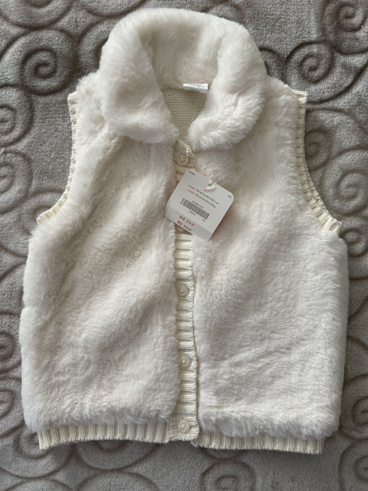4T Little Girl Or Boy-Faux Fur Vest by Gymboree, NEW