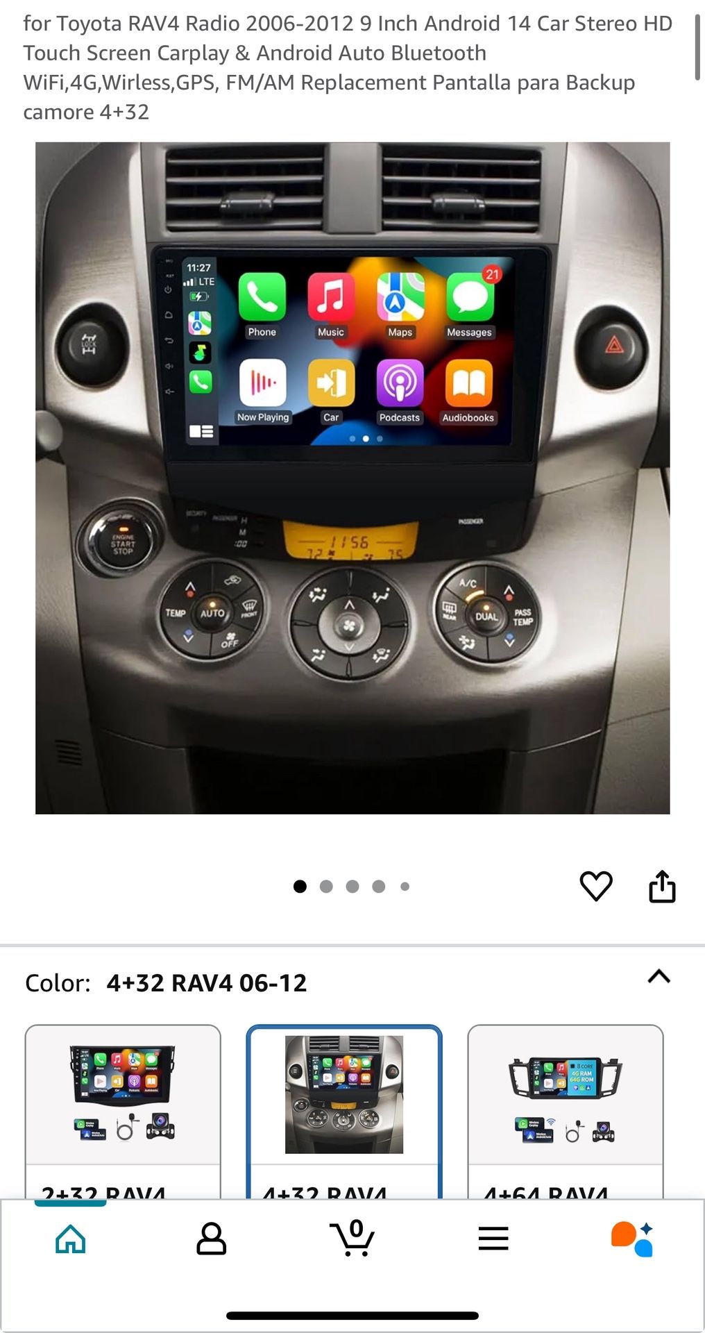 Carplay for Toyota RAV4 Radio 2006-2012 9 Inch Android 14 Car Stereo HD Touch Screen Carplay