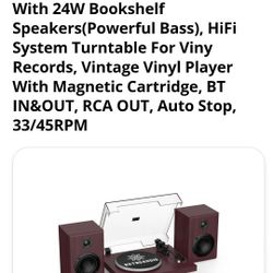 Brand New Vinyl Record Player With Speakers