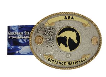 Vintage Montana Silversmiths Arabian Horse Trophy Belt Buckle AHA Distance Nationals G952 NOS