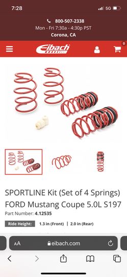 2013 Ford Mustang GT Eibach Sprtline Lowering Springs