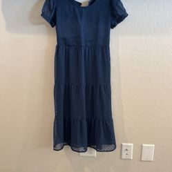 Girls Navy Blue Dress, Size 7/8