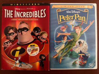 Disney Pixar DVD Bundle - The Incredibles & Peter Pan Limited Issue