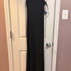 Black spaghetti strap maxi dress with rhinestones 