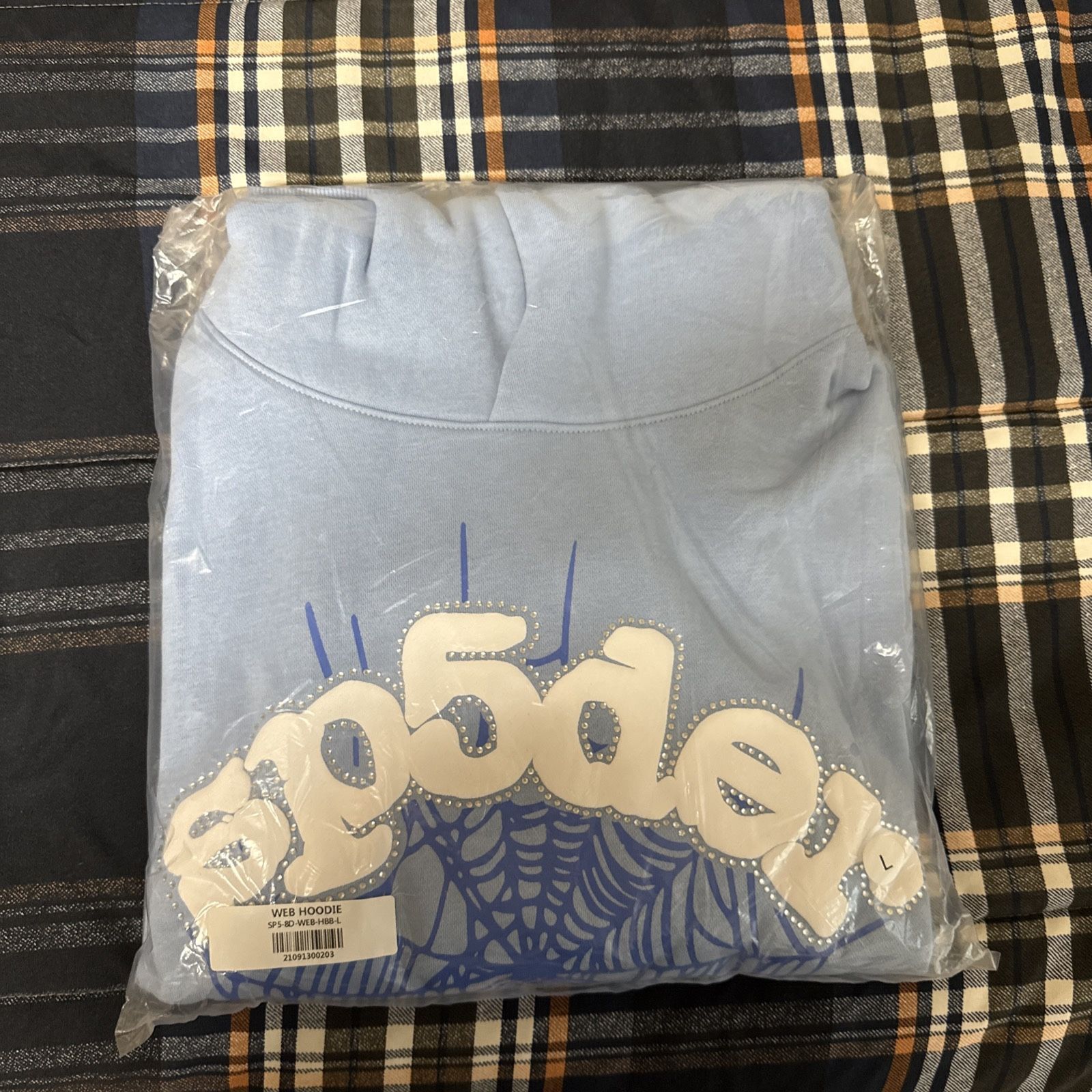Baby blue Sp5der hoodie M SIZE