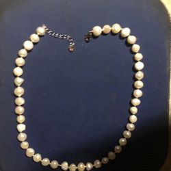 PEARL NECKLACE WHITE COIN BEAD SHAPED  18”