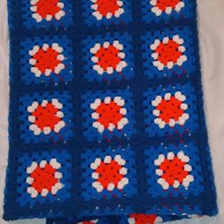 Vibrant Squares Crochet Twin Size Afghan Blanket $20