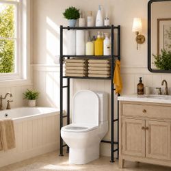3 Tier Metal Over Toilet Shelf Storage Organizer Size Length 26", Width 9", Height 57" New Condition