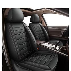 Black Leather Car Seat Covers Full Set for 5 Seats, Waterproof Nappa Automotive Seat Covers for Cars, Auto Seat Protectors Universal Fit Most Sedans S