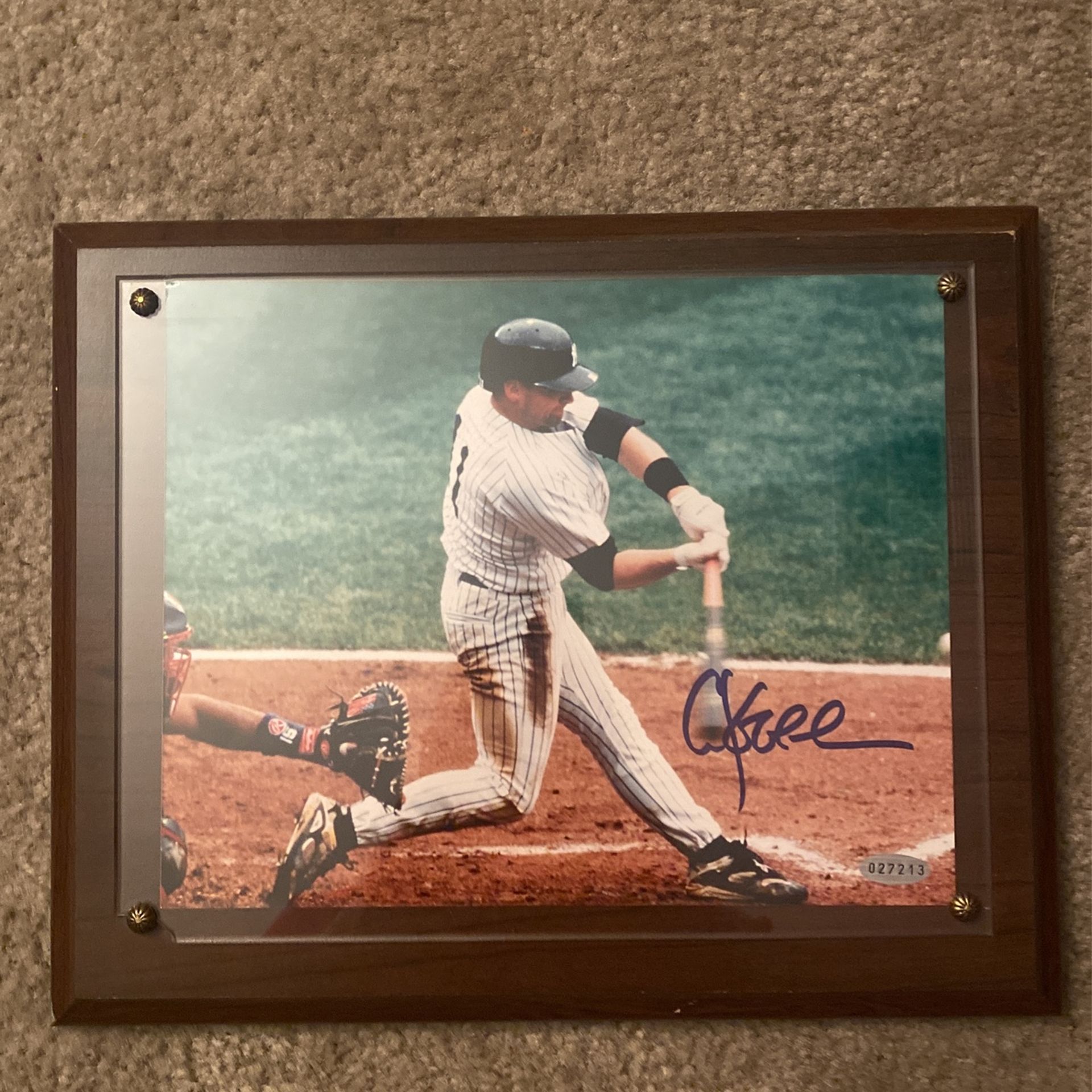 Chuck Knoblauch Autographed Photo On A Plaque Comes With COA