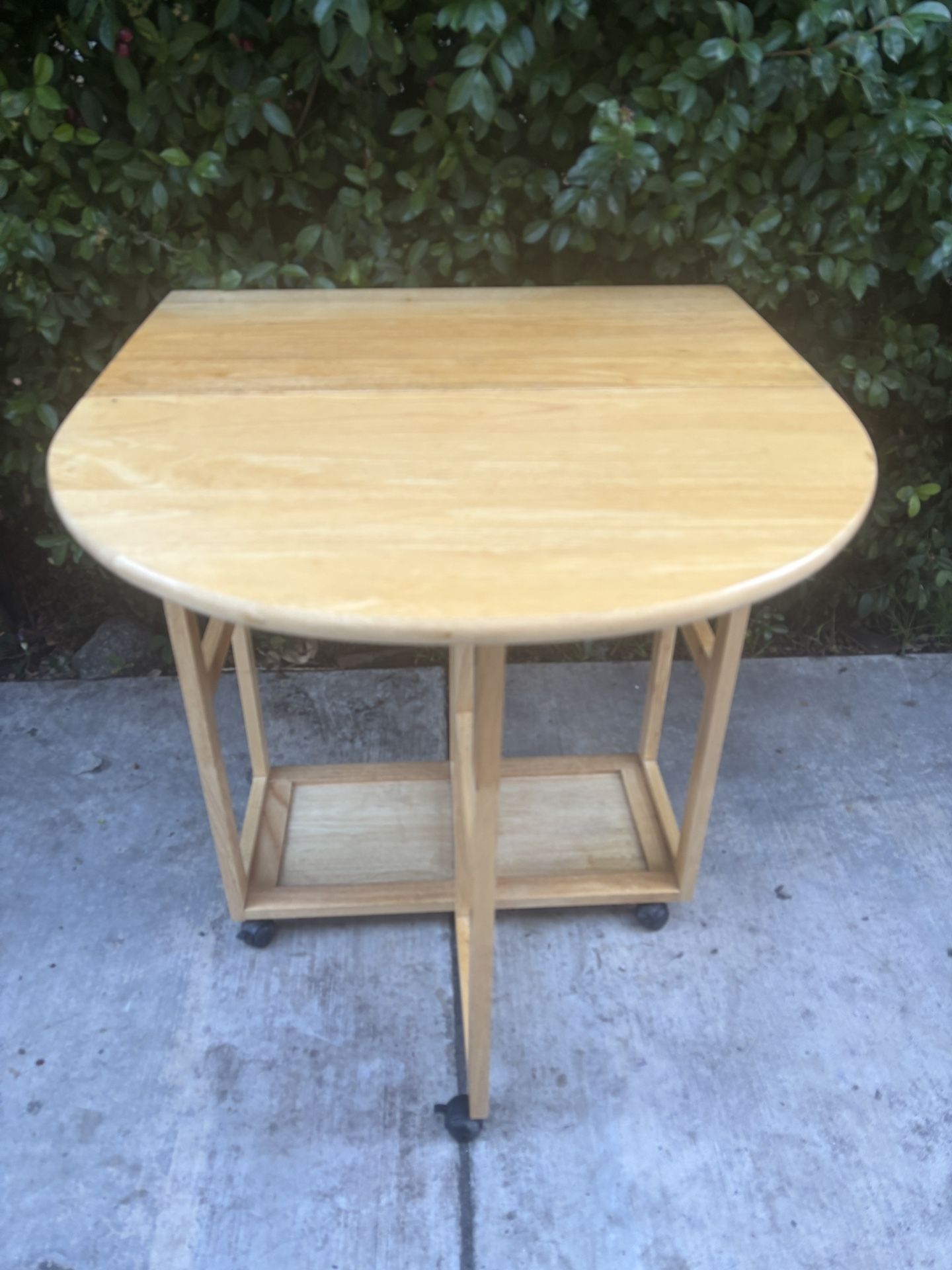 Solid Wood Space Saver Folding Kitchen Table, Island or Cart