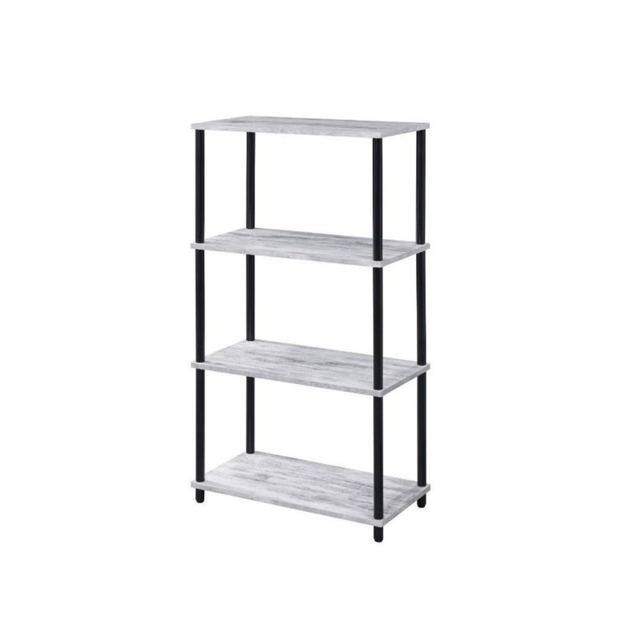 ACME FURNITURE BOOKSHELF - ANTIQUE WHITE & BLACK