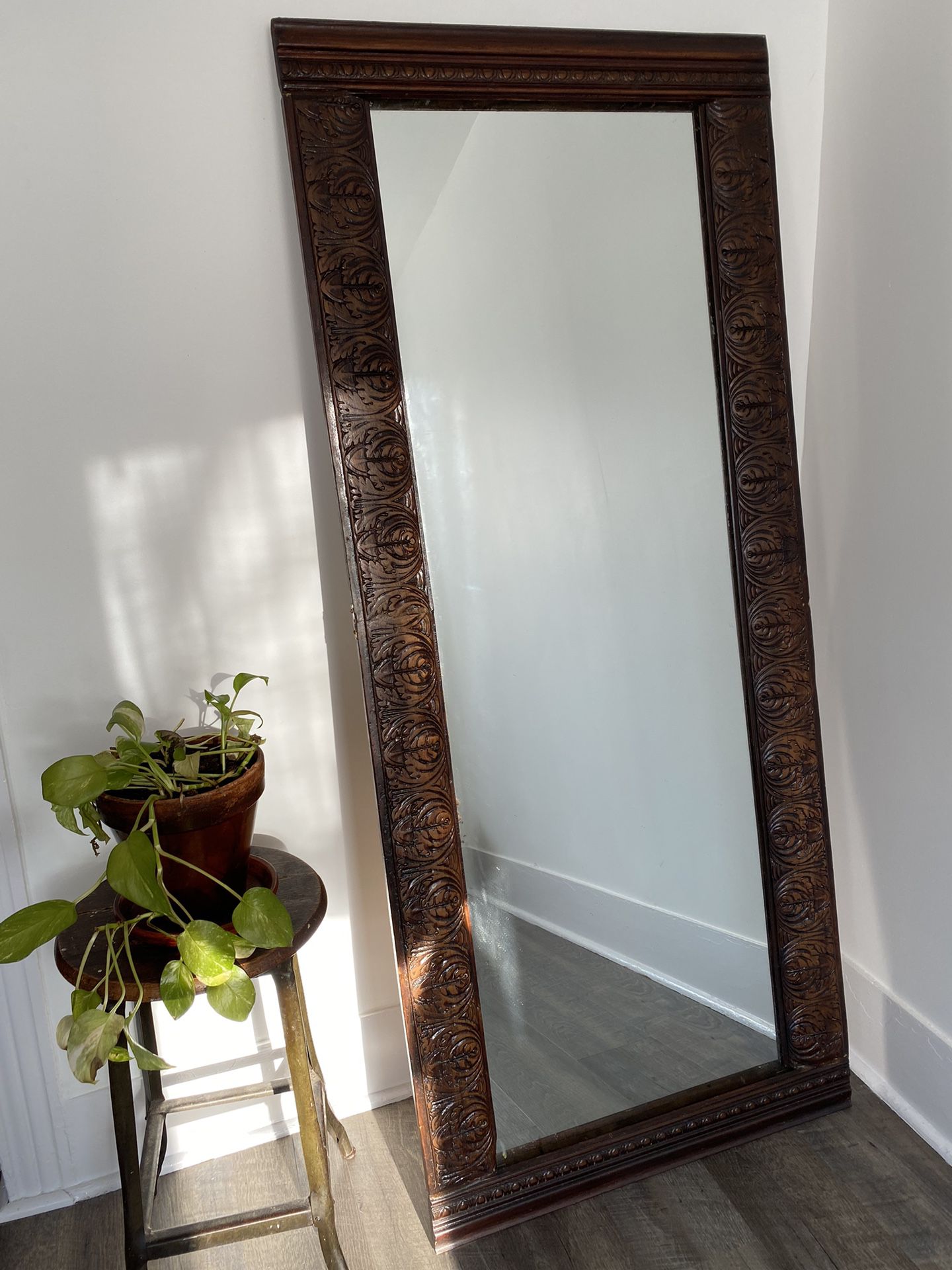 Large Mirror With Solid Wooden Handmade Frame 