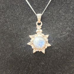 Genuine Rainbow Moonstone Pendant 