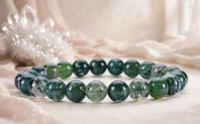 Moss agate 8mm natural Crystal Bracelet- unisex