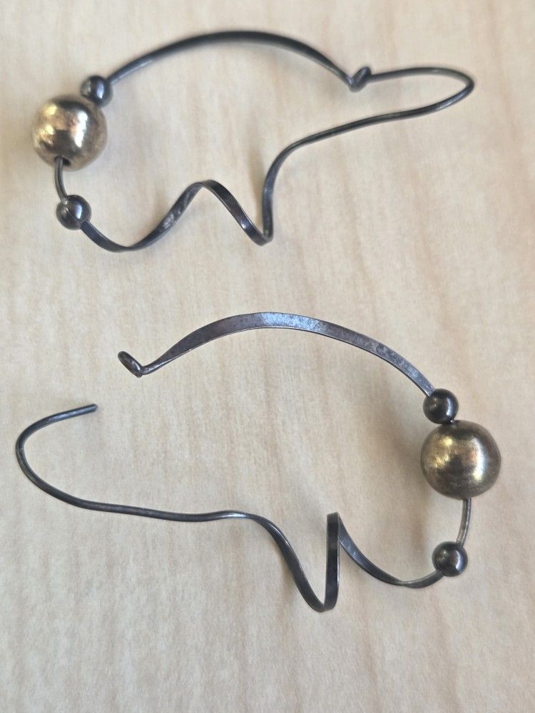 Unique EARRINGS 14KT W/STERLING SILVER