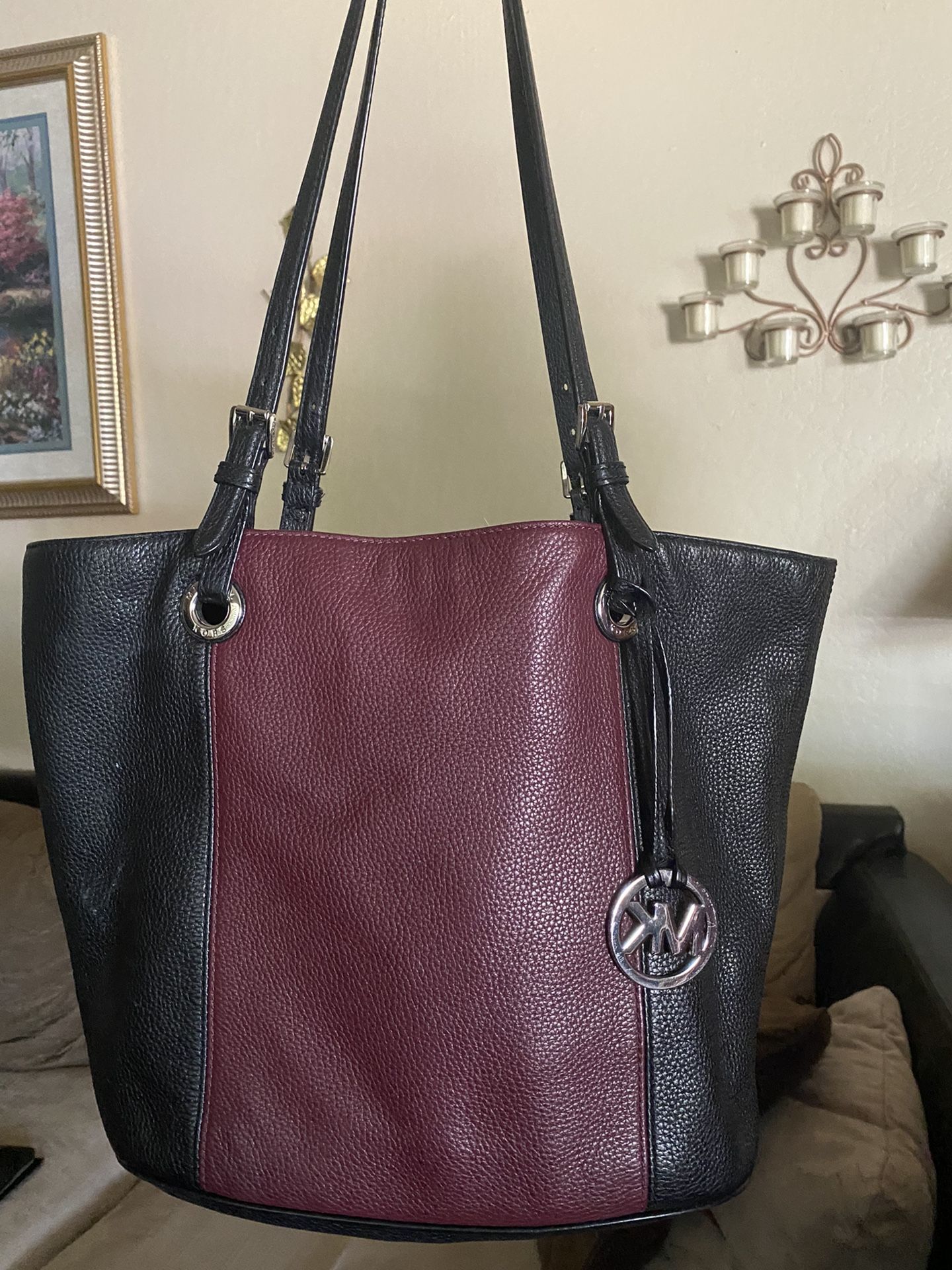Multicolor Michael Kors Bag (Black And Maroon Color)
