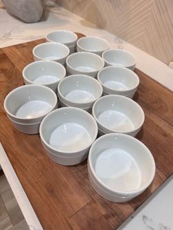 Set of 12 White Ceramic Ramekins