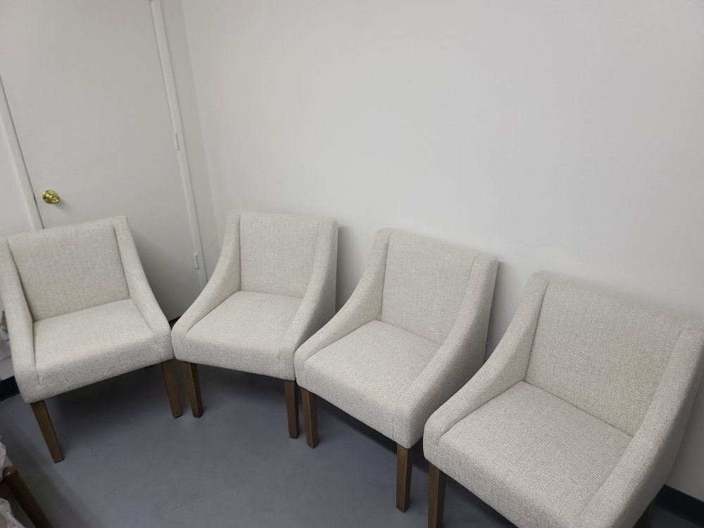 Monarch Dining Chair in Cream Fabric with Medium Espresso Wood Legs