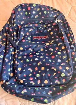 JanSport Backpack Navy Whimsical Print