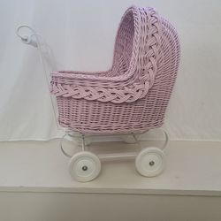 Wicker Baby Doll Stroller
