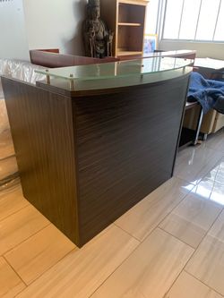 Reception desk Shell with glass gray, white 48”