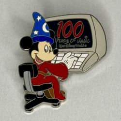 Disney Pin #7161-Sorcerer Mickey Mouse at Computer-100 Years of Magic-Fantasia