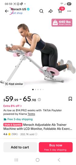 Merach Adiustable Ab Trainer Machine with LCD Monitor, Foldable Ab Exercise Machine for abs, Arm, Leg, Buttocks Shaper, Core & Ab Trainer at Home Gym