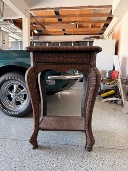 2 Rattan style side tables with drawers