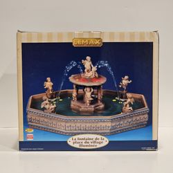 LEMAX LIGHTED VILLAGE SQUARE FOUNTAIN ITEM (contact info removed) IN ORIGINAL BOX